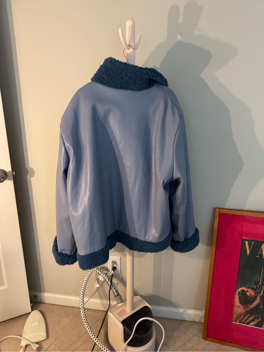 Light Blue Teddy Jacket With Shearling Trim Purchased At Wolf And Badger — image 4 of 5